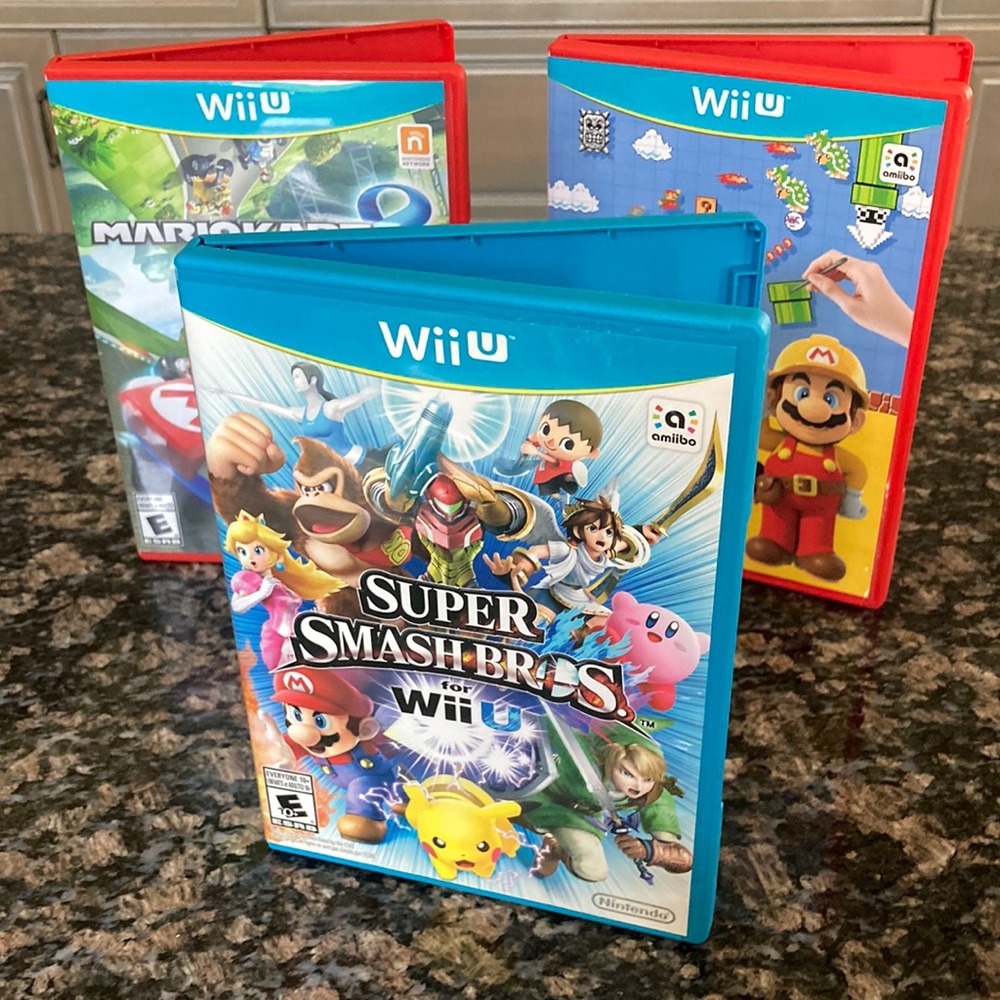 NINTENDO WII U SUPER MARIO MAKER/SUPER SMASH-BROS/MARIOKART LOT OF 3